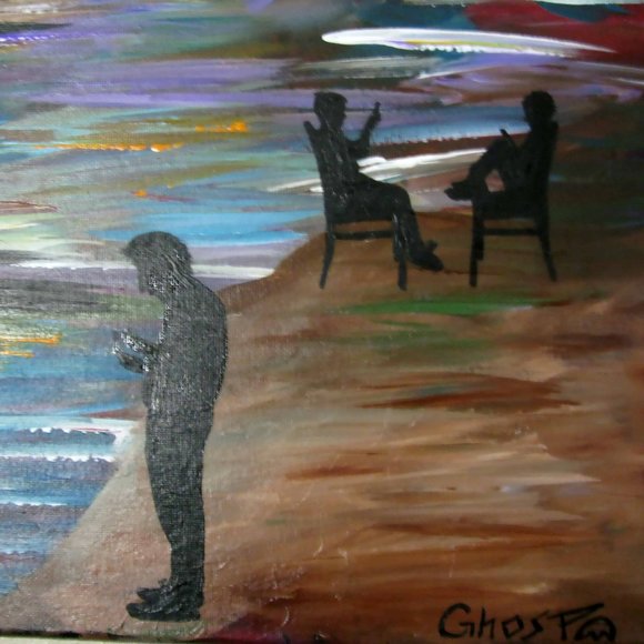 Original Painting 1/1 24x18 "Carbon Foot Print" NYC Artist Ghost - Picture 4 of 5